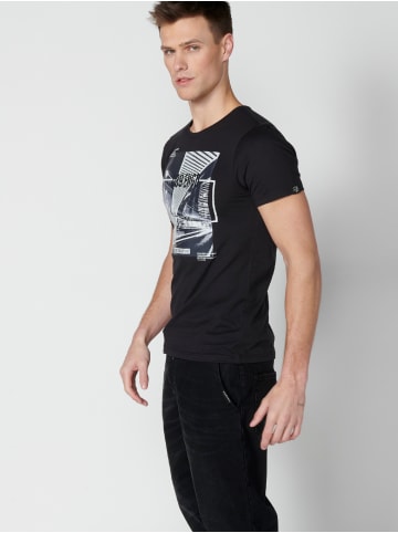 KOROSHI T-shirt mit kurzen ärmeln in schwarz