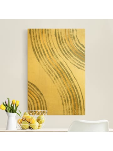 WALLART Leinwandbild Gold - Ausgehende Wellen Gold I in Weiß