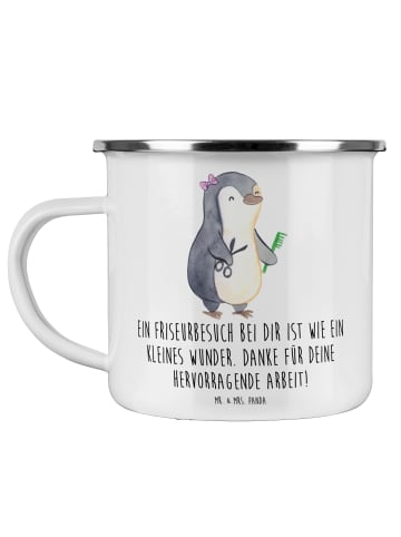 Mr. & Mrs. Panda Trinkbecher Friseur Wunder mit Spruch in Weiß