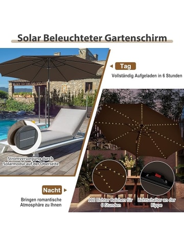 COSTWAY Ø300cm Sonnenschirm mit LED in Braun