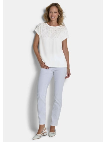 GOLDNER Jerseyshirt mit Glitzersteinen in cremeweiß