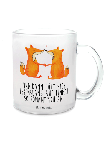 Mr. & Mrs. Panda Teetasse Füchse Liebe mit Spruch in Transparent