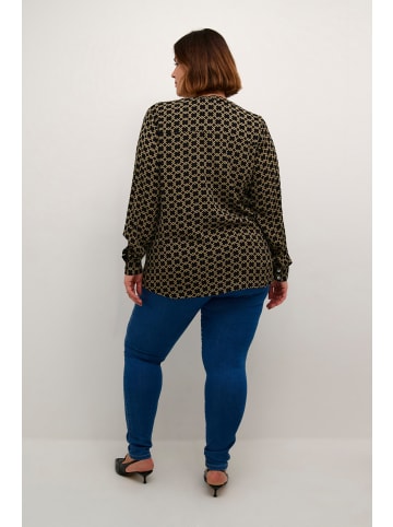 KAFFE curve Langarm - Hemd KCjamida Regular fit in Black/Brown Geometric Print