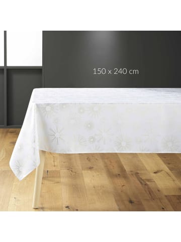 Douceur d’Intérieur Tischdecke mit goldener Verzierung, PAMPILLE in Weiß, (B) 240 x (L) 150 cm