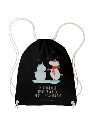 Mr. & Mrs. Panda Jutebeutel Einhorn Schneemann mit Spruch in Schwarz