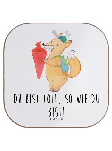 Mr. & Mrs. Panda Bierdeckel Schulanfang Einzigartig mit Spruch in Weiß