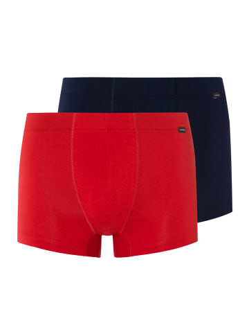Hanro 2er-Pack Retro Boxershorts Cotton Essentials in deep navy/ bright red