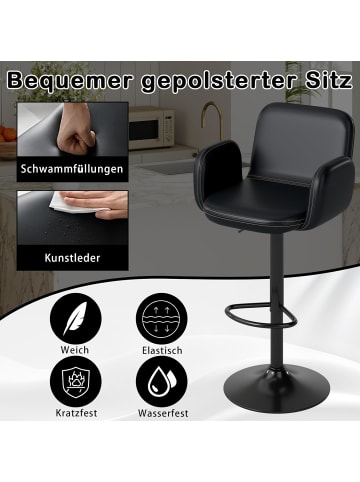 COSTWAY Barhocker 2er Set drehbar in Schwarz