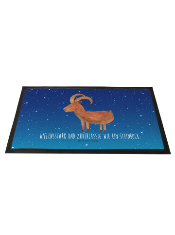 Mr. & Mrs. Panda Fußmatte Sternzeichen Steinbock mit Spruch in Sternenhimmel Blau