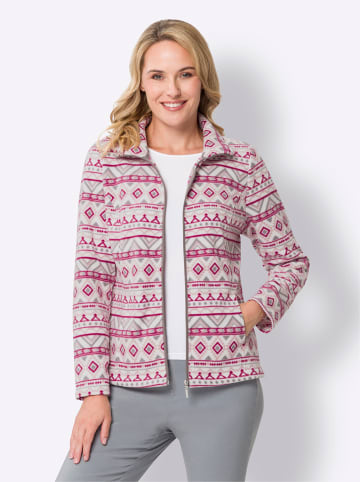 Sieh an! Fleece-Jacke in malve-ecru-bedruckt