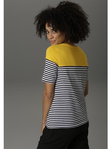 Aniston CASUAL T-Shirt in schwarz-weiß-mais