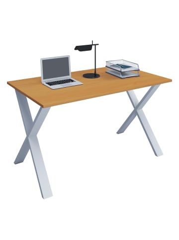 VCM  Schreibtisch Bürotisch Computertisch 140x50 Lona X in Weiß / Buche