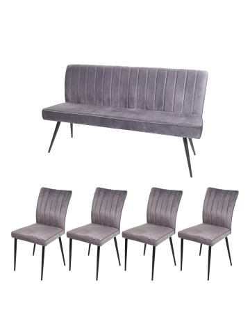 MCW Esszimmer-Set K16 4er-Set Stuhl+Sitzbank, Dunkelgrau