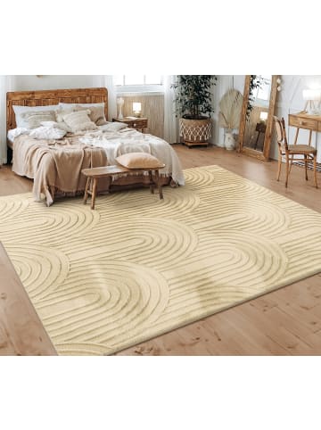KADIMA DESIGN Teppich Kurzflor waschbar Struktur Wohnzimmer in Beige