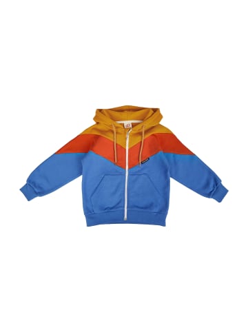 MANITOBER Cut & Sew Sweatjacke in Blue/Khaki/Orange