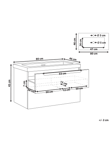 Beliani Badezimmerschrank mit Spiegel MAKANA in Schwarz/Weiß