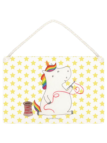 Mr. & Mrs. Panda Schild Einhorn Näherin ohne Spruch in Weiß