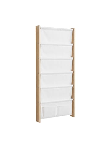 relaxdays Bücherregal "7 Stofftaschen" in Weiß - (B)44,5 x (H)118 x (T)6 cm