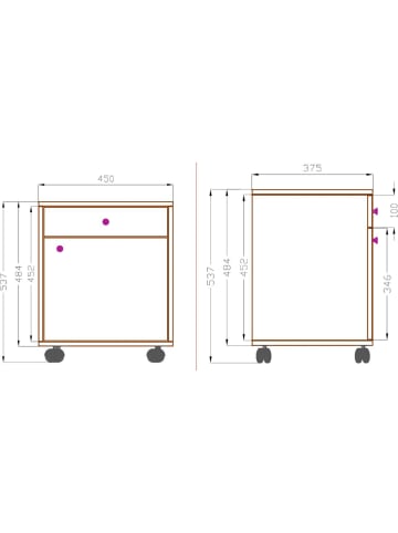 ebuy24 Kommode Masola Weiß 45 x 38 cm