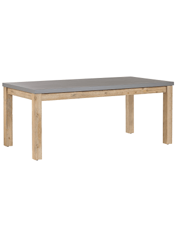 Beliani Gartentisch OSTUNI in Grau/Heller Holzfarbton - (W) 90 x (H) 75 x (L) 180 cm