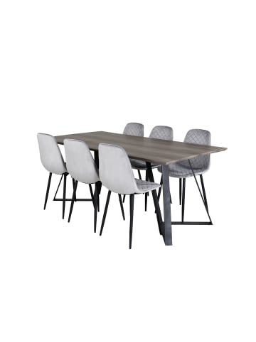 ebuy24 Essgruppe Marina 10 (7-teilig) Grau 90 x 180 cm