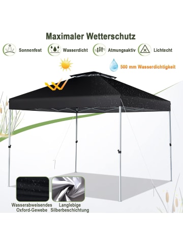 COSTWAY 3x3m Pop-Up Pavillon in Schwarz