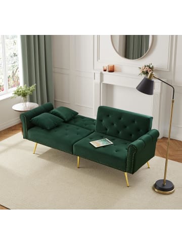 ABRIHOME 2er Schlafsofa mit Schlaffunktion in Samt - Grün