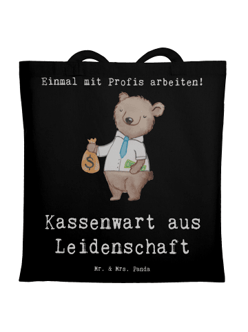 Mr. & Mrs. Panda Jutebeutel Kassenwart Leidenschaft mit Spruch in Schwarz