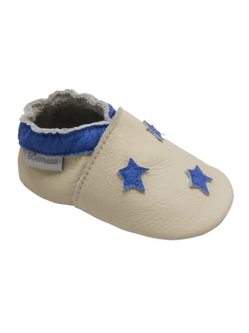 Bemesu Baby-Leder-Laufschuhe, komfortabel mit rutschfester Sohle- blauen Sternenmotiven
