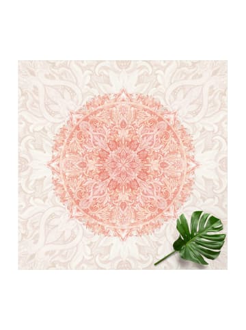 WALLART Vinyl-Teppich - Mandala Aquarell Ornament beige orange in Creme-Beige