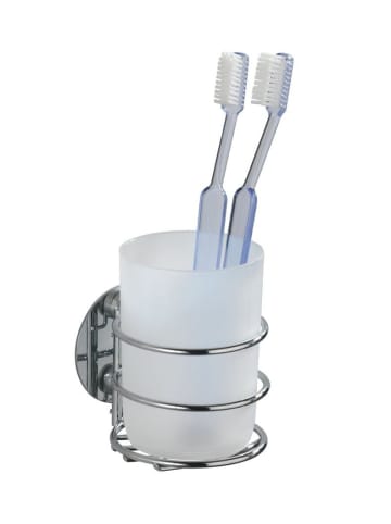 Wenko Zahnbürstenbehälter Turbo-Loc in Silbern, (B) 8 x (H) 14 x (L) 10 cm