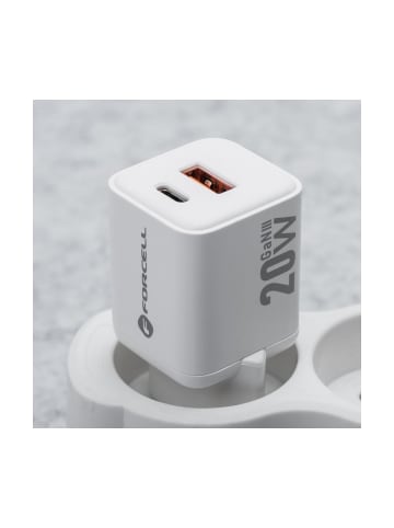 Wisam® FORCELL GaN Ladegerät 20W USB-C/A PD QC Weiß