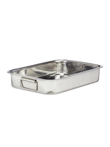 relaxdays 2tlg. Bräter in Silber - (B)38 x (H)6,5 x (T)27 cm