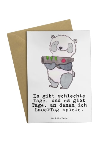 Mr. & Mrs. Panda Glückwunschkarte Panda LaserTag mit Spruch in Weiß