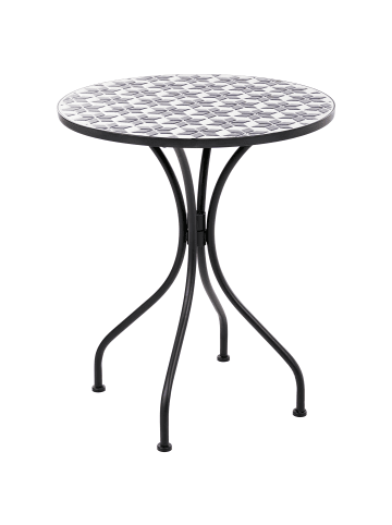 Beliani Outdoor Bistrotisch SIROLO in Weiß/Blau/Schwarz - (W) 60 x (H) 71 x (L) 60 cm