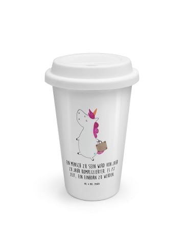 Mr. & Mrs. Panda Kaffeebecher To Go Einhorn Koffer mit Spruch in Weiß