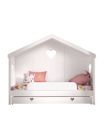58 aufm Kessel HAUSBETT Kamila 4 213x172x99 mit Rückwand aus Massivholz+MDF in Weiß