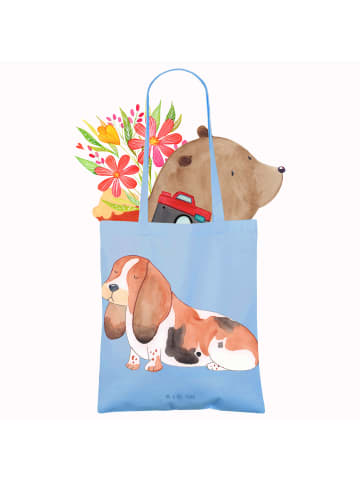 Mr. & Mrs. Panda Tote Bag Hund Basset Hound ohne Spruch in Sky Blue