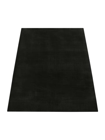 KADIMA DESIGN Teppich Kurzflor waschbar Unifarben Wohnzimmer in Schwarz