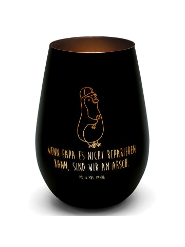 Mr. & Mrs. Panda Glas Windlicht Wenn Papa es nicht reparieren ka... in Schwarz