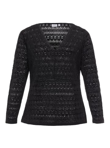 Vila Transparente Langarm Bluse Gestricktes Shirt Übergrößen VICHIKKA in Schwarz