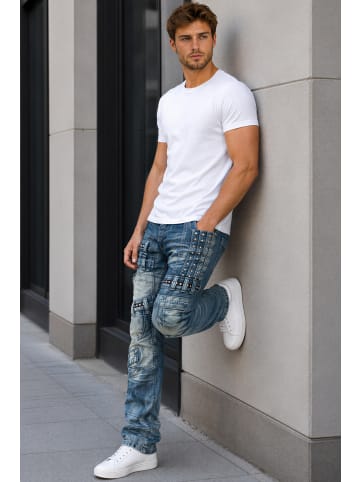 KOSMO LUPO Herren Regular Fit Jeans Stonewashed in Blue