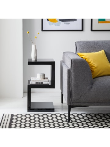 home24 Beistelltisch Snake in Hochglanz Schwarz