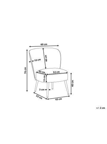 Beliani Sessel VOSS in Beige/Grau/Schwarz - (W) 60 x (H) 76 x (L) 52 cm