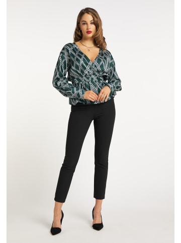 faina Damen Bluse in Dunkelgrün Mehrfarbig