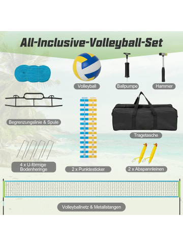 COSTWAY Volleyballnetz Outdoor 9,5 x 1 m in Grün