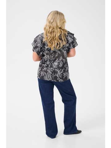 KAFFE curve Kurzarm-Bluse KClectra Regular fit in Black/Turtledove paisley