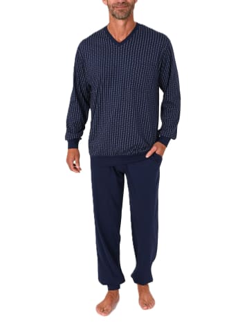 NORMANN Langarm Schlafanzug Pyjama Bündchen print - 86572 in navy