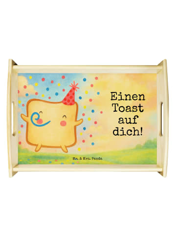 Mr. & Mrs. Panda Holztablett Toast Party Design mit Spruch in Weiß