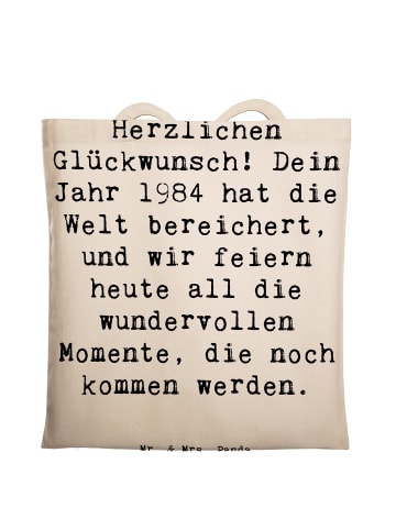 Mr. & Mrs. Panda Tragetasche Spruch 1984 Geburtstag mit Spruch in Creme